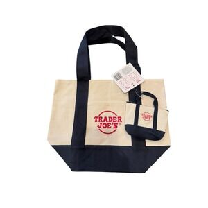 Trader Joe's 2025 Navy Limited Edition Tote Bag Set Mini Micro NWT